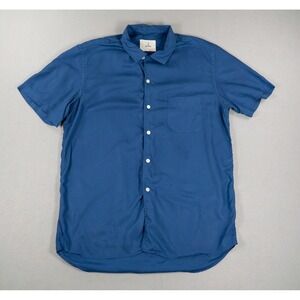 La Paz Mens Short Sleeve Button Down Shirt Tencel Blue Size Medium Portugal